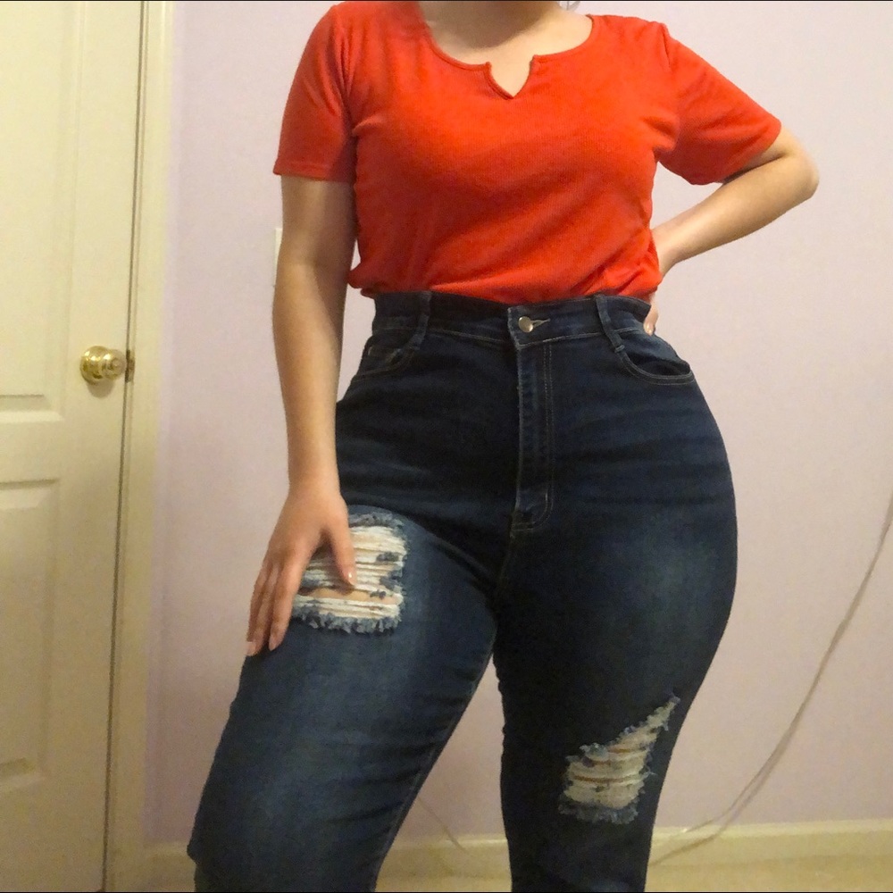 NWOT Fashion Nova High-Rise Ripped Skinny Jeans